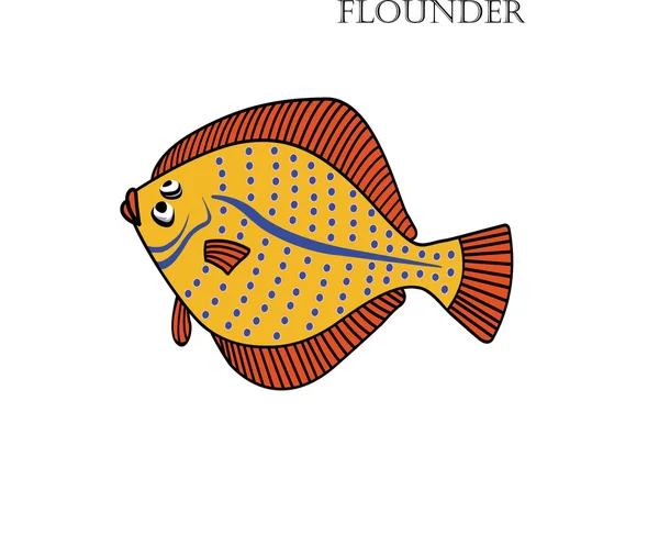 Flounder cartoon vector illustration. — Stock Illustration Flounder cartoon vector illustration. Vector Graphics