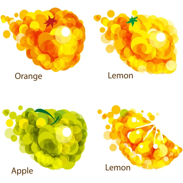 Frutas vectoriales abstractas: naranja, manzana, limón . — Vector de stock