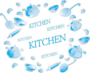 Illustration with kitchen utensils and accessories. clipart