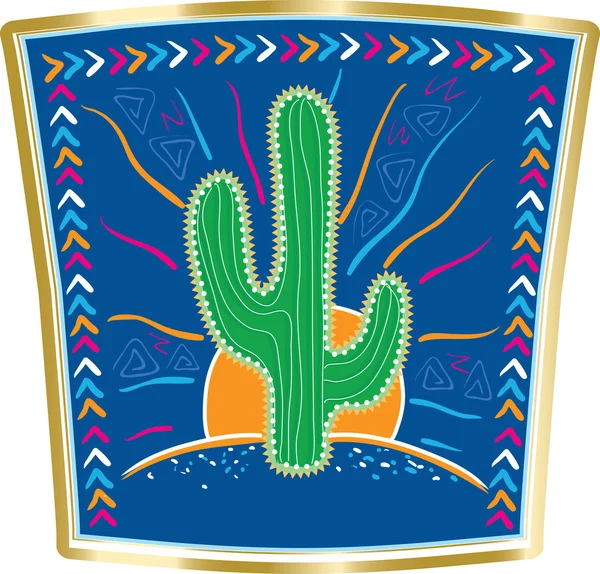Illustrazione astratta vettoriale del grande cactus messicano . — Vettoriale Stock