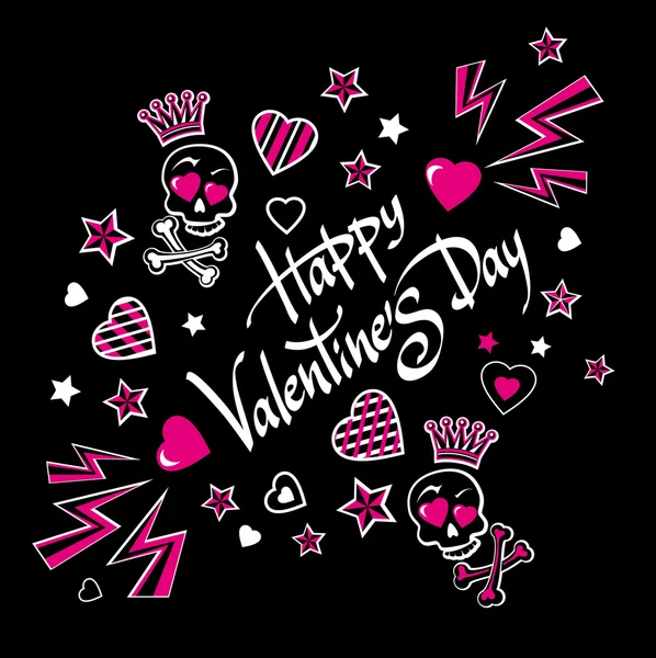Illustrazione-cartolina nera e rosa cupa e cupa per San Valentino . — Vettoriale Stock