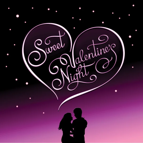 Kalligrafikus képeslapot Valentin-nap és a Valentin éjszaka. — Stock Vector