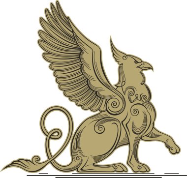Griffin - a mythical creature with the head, claws and wings of  clipart