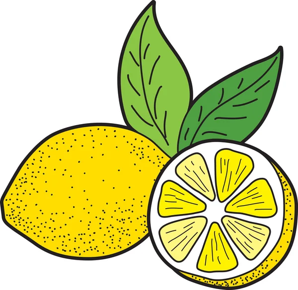 Limón con hojas — Archivo Imágenes Vectoriales