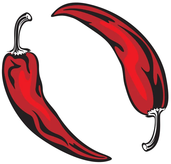 Dos pimientos rojos — Vector de stock