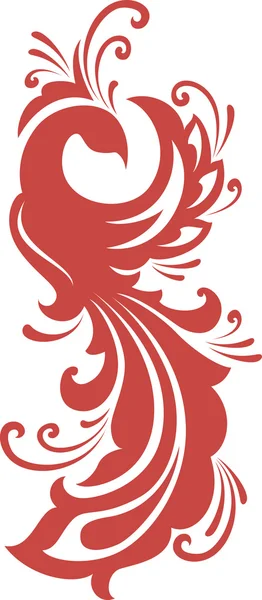 Silueta de pájaro fuego rojo — Vector de stock