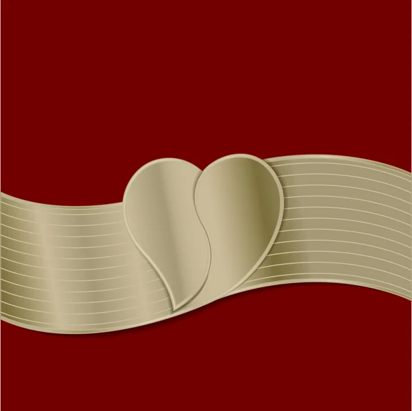Quadro - borda da fita dourada com a imagem do coração em t —  Vetores de Stock