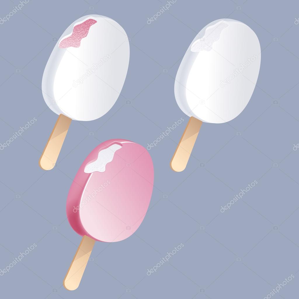 Bitten ice cream on a stick.