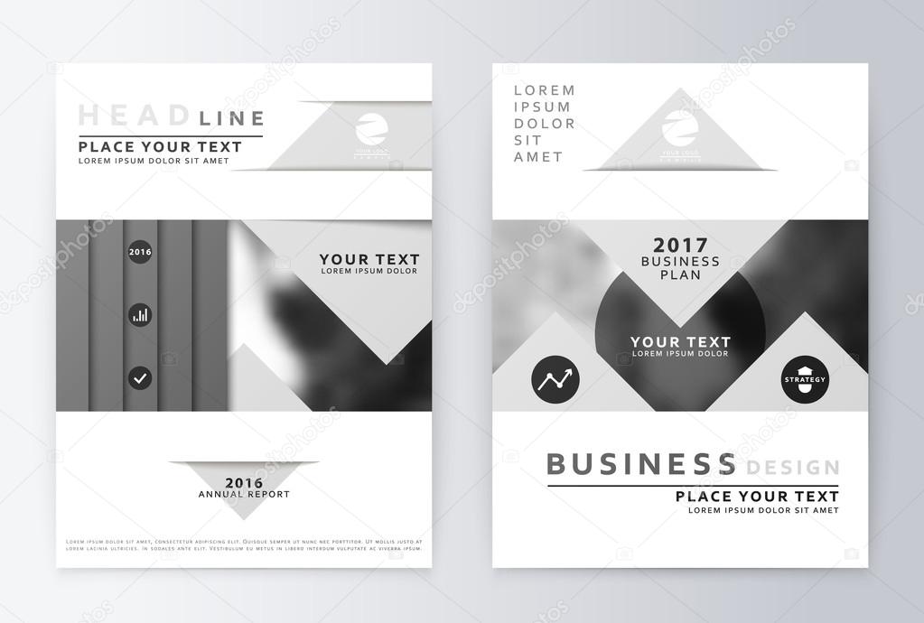 gray annual report design of the first and last page ストック