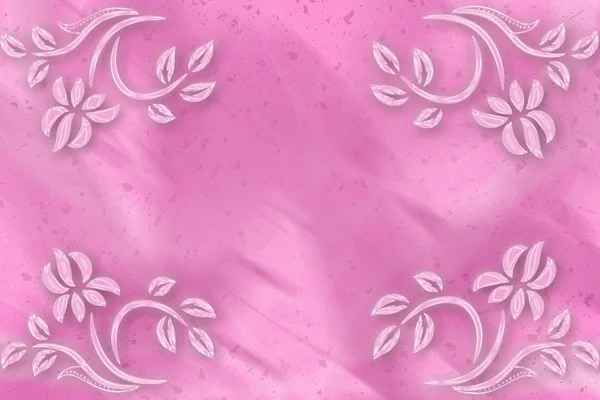 Fondo rosa borroso con flores en las esquinas — Foto de Stock