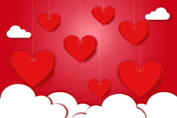 Fond Romantique Abstrait Cœurs Avec Des Nuages Saint Valentin — Photo