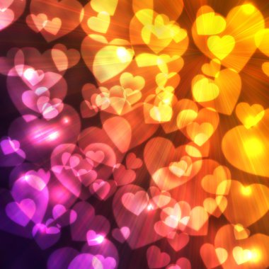 glowing bokeh in the form of heart on a dark gradient background clipart