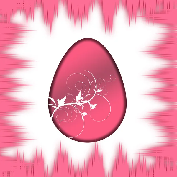 Huevo de Pascua rosa, decorado con una ramita — Foto de Stock
