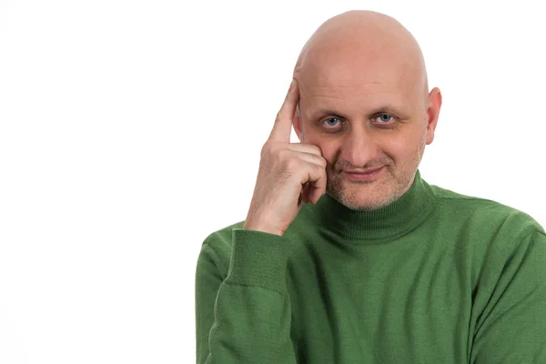 Retrato de um jovem careca pensativo — Fotografia de Stock