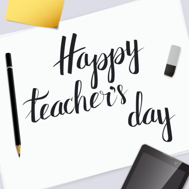 Vektör insciption öğretmenler gününüz kutlu olsun.