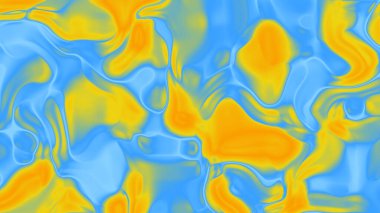 Akışkan Hareket Dalgası Efekti ile Sarı Mavi Soyut Gradyan Arkaplanı