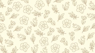 El yapımı botanik elementlerle bej çiçekli desen