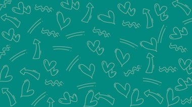 El yapımı yeşil desenli Kalpler Oklar ve Dalgalı Çizgiler