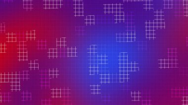 Red and Blue Gradient Grid Line Abstract Background with Futuristic Geometric Design