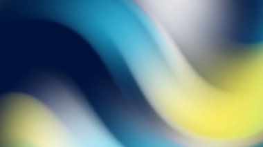 Mavi Cyan 'da Yumuşak Soyut Gradyan Dalgalar ve Dinamik Hareket Arkaplanı İçin Sarı