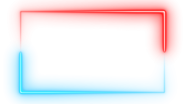 Kırmızı Mavi Neon Işık Çerçevesi Şeffaf Arkaplanda Yoğun Parlama Efekti