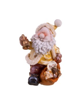 Beyaz arka planda izole edilmiş Noel Baba figürü. Noel süslemesi.