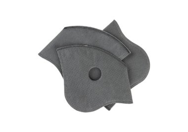 Kirliliğe karşı aktif karbon filtreler. Yıkanabilir bisiklet maskesi. Beyaz arkaplanda izole edilmiş..