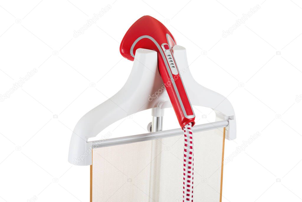 Vertical steam iron for clothes isolated white background