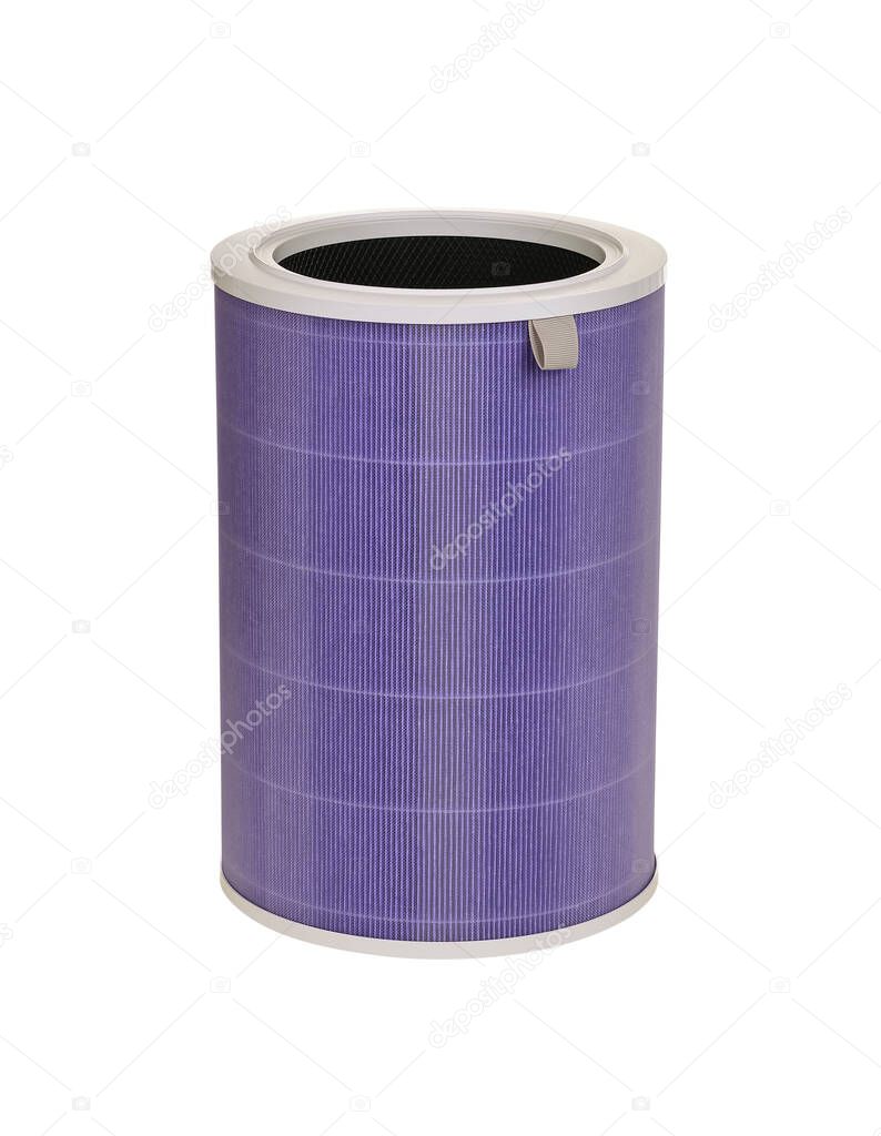 Three-layer air purifier activated carbon antibacterial filter isolated on white background with clipping path. Effectively removes bacteria, dust mites and micro particles in the air.