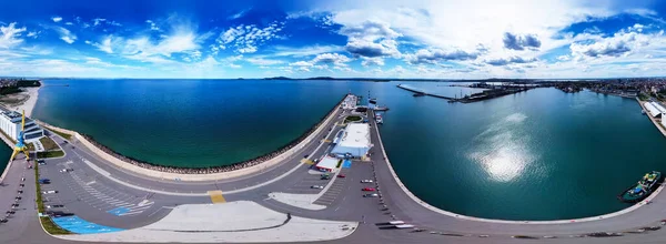 Burgaz Körfezi Bulgaristan Burgaz Limanının 360 Derecelik Güzel Panoramik Manzarası — Stok fotoğraf