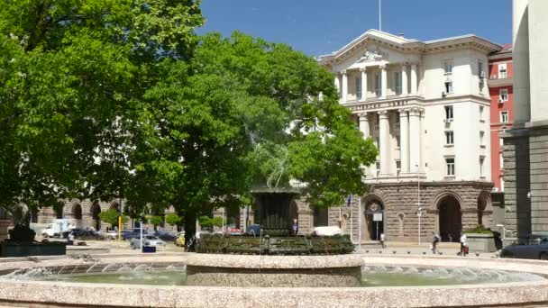 Fountain Depan Gedung Kepresidenan Sofia Bulgaria Pada Siang Hari — Stok Video