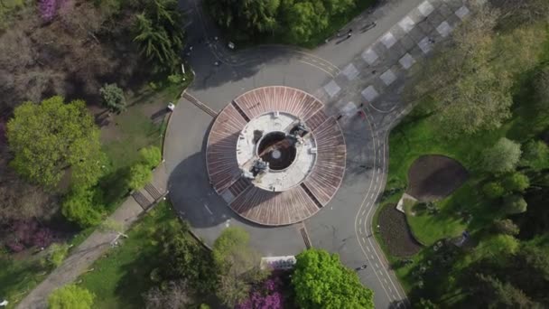 Aerial View Pantheon Monument Sea Garden Burgas Bulgaria Springtime — Stock Video