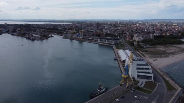 Aerial View City Burgas View Burgas Bay Seaport Burgas Bulgaria — Stock Video