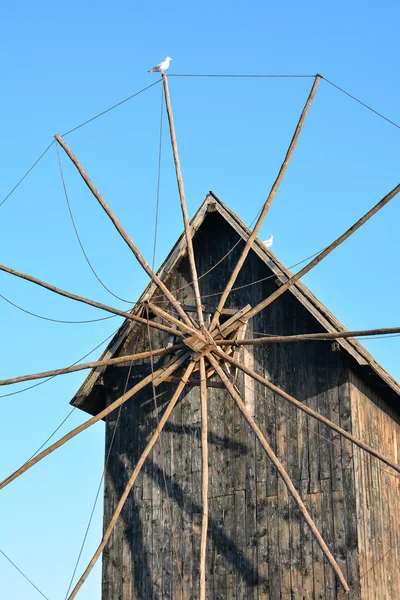 Ancient wooden windmill, old town Nessebar, Bulgaria — Stock Photo, Image