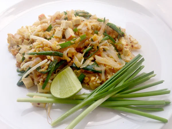 Pad Thai Hýbat Smažené Rýžové Nudle Tofu Ten Thajský Národní — Stock fotografie