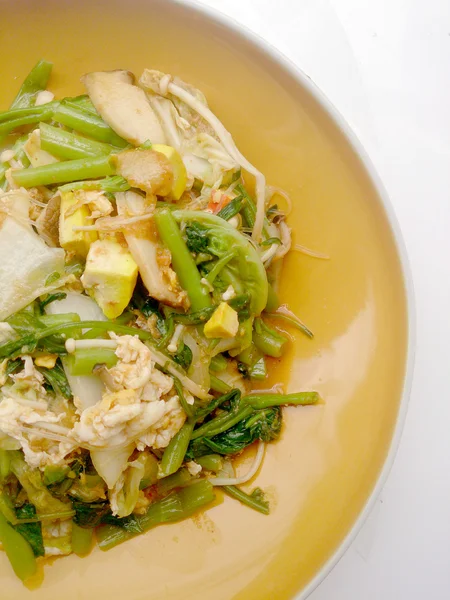 Stir Fried Mixed Vegetable Tofu Sukiyaki Sauce Plate Vegetarian Food — Stock Photo, Image