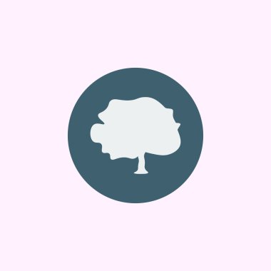 ağaç simgesiyle, mavi daire arka plan, beyaz anahat