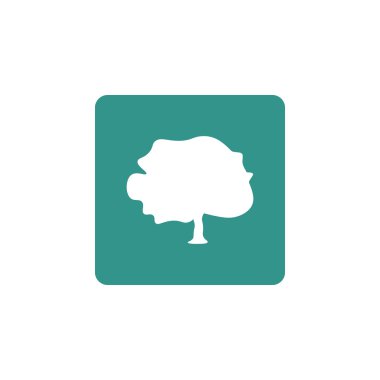 ağaç simgesiyle, yeşil dikdörtgen arka plan, beyaz anahat