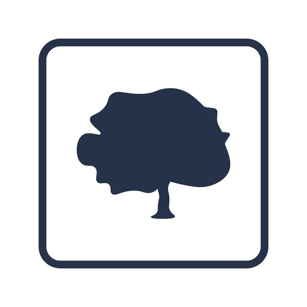 Icône de l'arbre, sur fond blanc, bordure rectangulaire arrondie, bleu — Image vectorielle