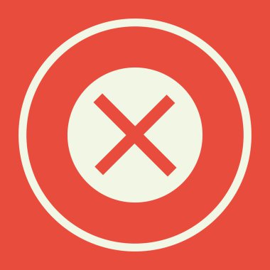 Simgesini, kırmızı arka plan, beyaz bir daire sınır, beyaz outl iptal