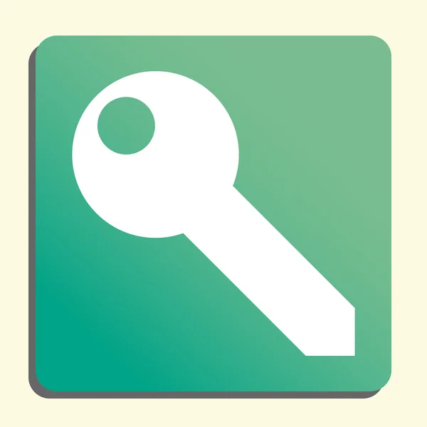 Icono clave, sobre fondo verde estilo botón, luz amarilla, shado — Archivo Imágenes Vectoriales