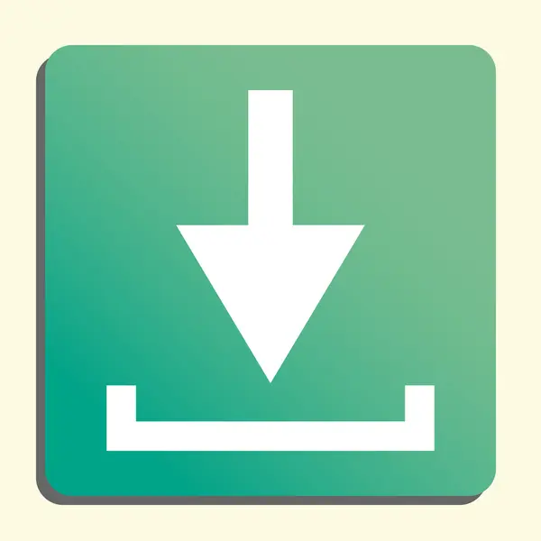 Icono de descarga, en el estilo de botón de fondo verde, luz amarilla, s — Archivo Imágenes Vectoriales