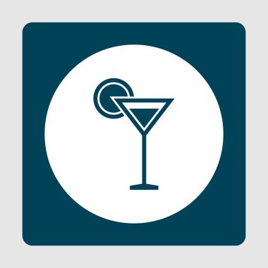 Mavi tarafından çevrili beyaz daire arka plan üzerinde cam simgesi