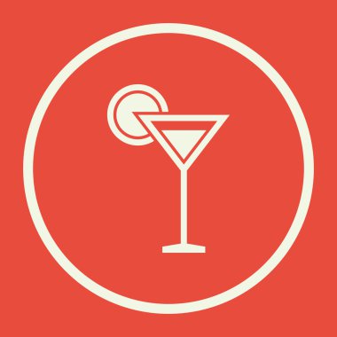 Cam simgesi üzerinde kırmızı bir arka plan, beyaz daire sınır, beyaz outlin