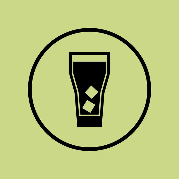 Ícone de vidro, no fundo verde, borda do círculo, contorno escuro — Vetor de Stock