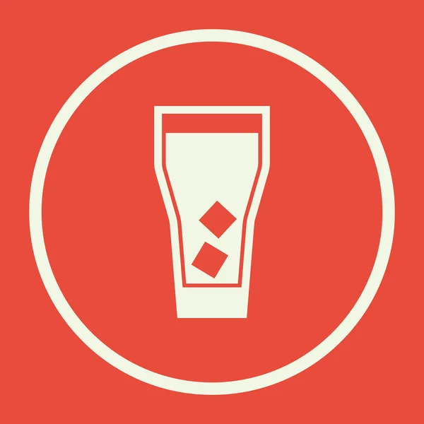 Üveg ikonra, piros háttér, fehér kör határ, fehér tagolás beállítása — Stock Vector