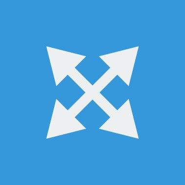 Mavi arka plan, beyaz anahat, büyük si ok kombine simgesi