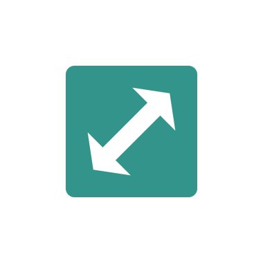 Ok simgesine yeşil dikdörtgen arka plan, beyaz anahat