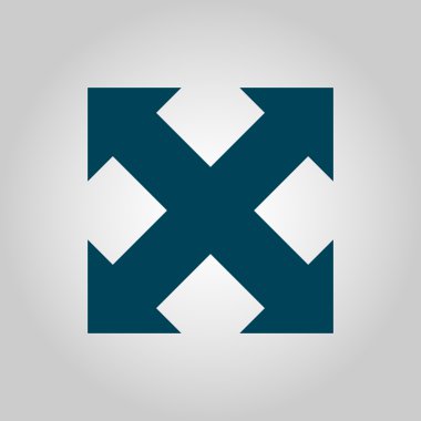 Gri arka plan, mavi anahat, büyük boy simgesi üzerinde ok simgesi