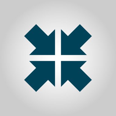 Gri arka plan, mavi anahat, büyük boy simgesi üzerinde ok simgesi